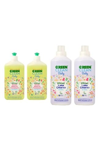 Green Clean Baby Emzik Biberon Temizleyici 500 ml x 2 Adet ve Leke Çıkarıcı 1000 ml x 2 Adet
