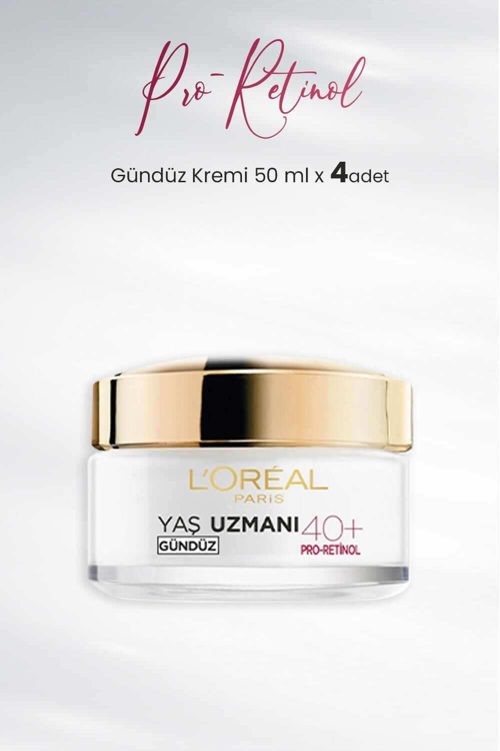 Loreal Paris Yaş Uzmanı Kırışıklık Karşıtı Gündüz Kremi 40+ Pro-Retinol 50 ml x 4 Adet