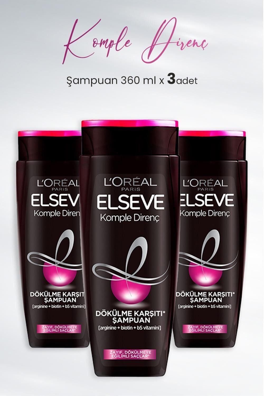 Elseve Komple Direnç Dökülme Karşıtı Şampuan 360 ml x 3 Adet