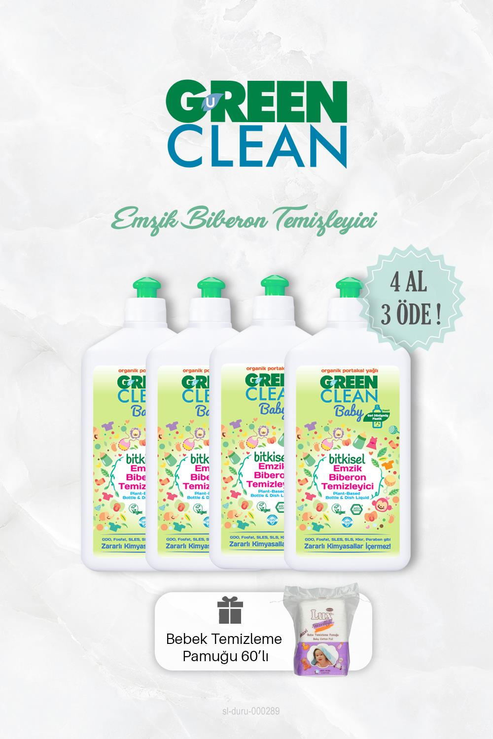 4 AL 3 ÖDE Bitkisel Green Clean Emzik Biberon Temizleyici 500 ml