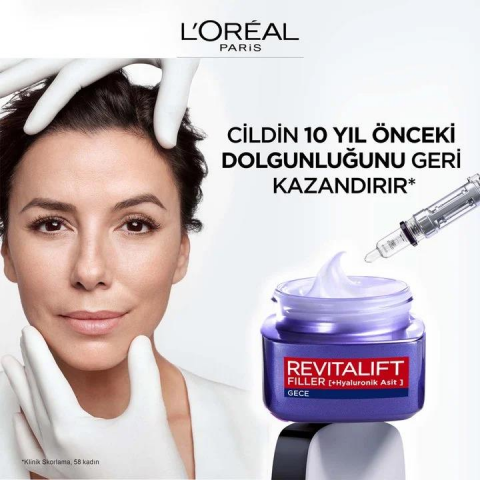 3  Adet Loreal Paris Revitalift Filler Yaşlanma Karşıtı Krem Gece 50 ml ve ROSIE