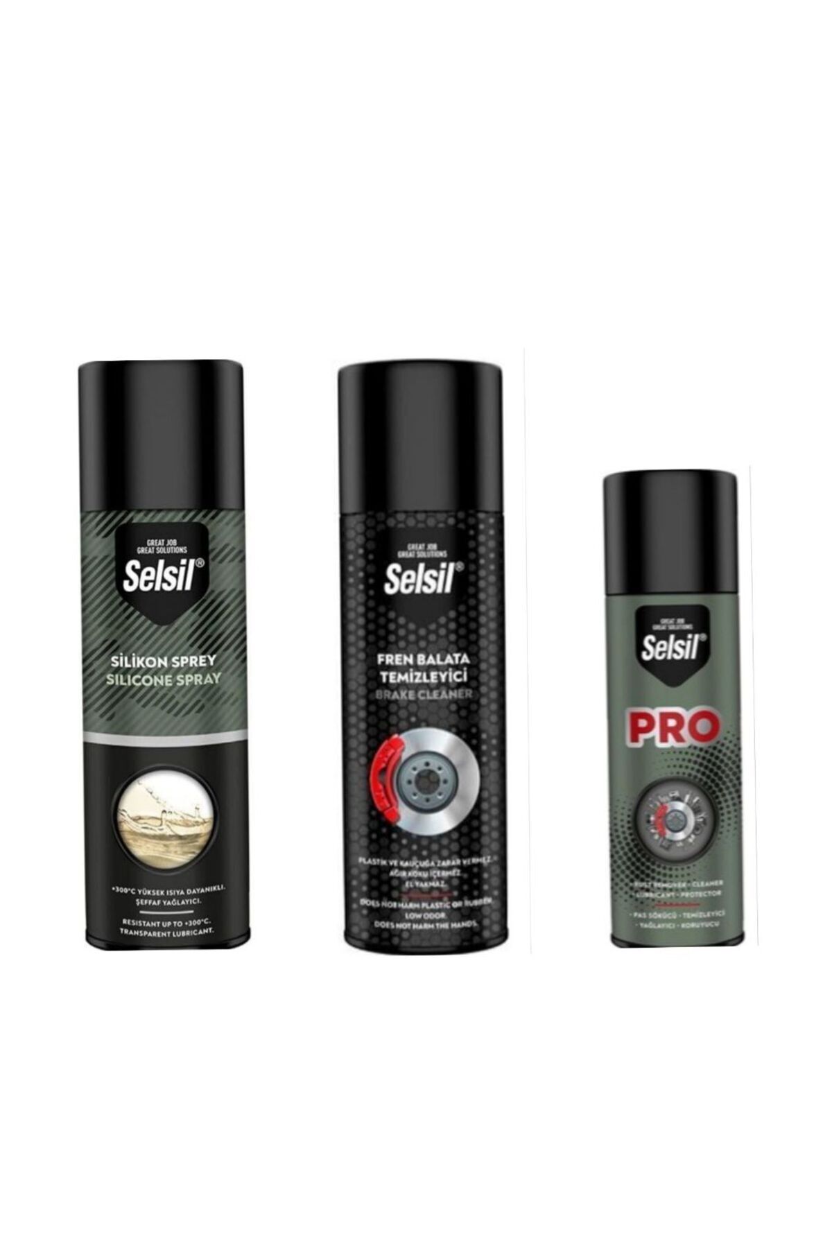 Selsil silikon sprey 500ml, selsil Pas Sökücü 200ml, Selsil Fren Balata spreyi 500ml