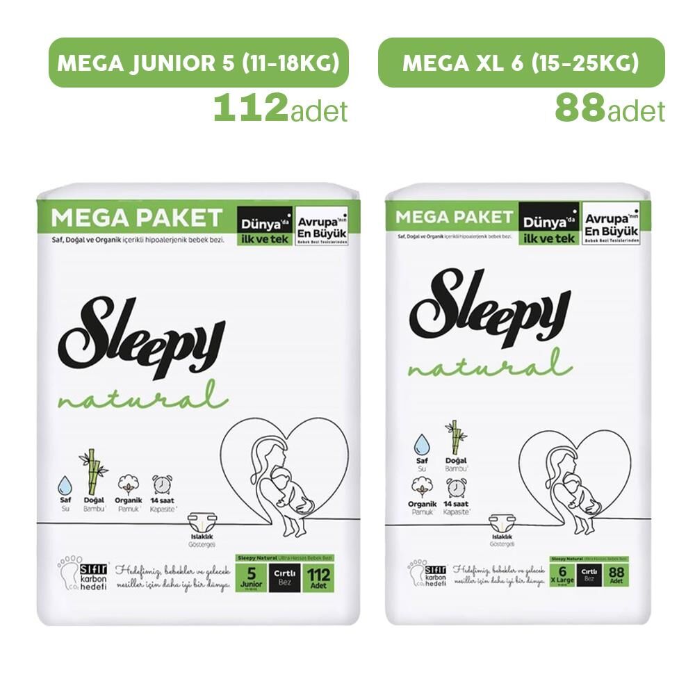 Sleepy Bebek Bezi Mega Junior 5 - 112'li ve Mega XL 6 - 88'li