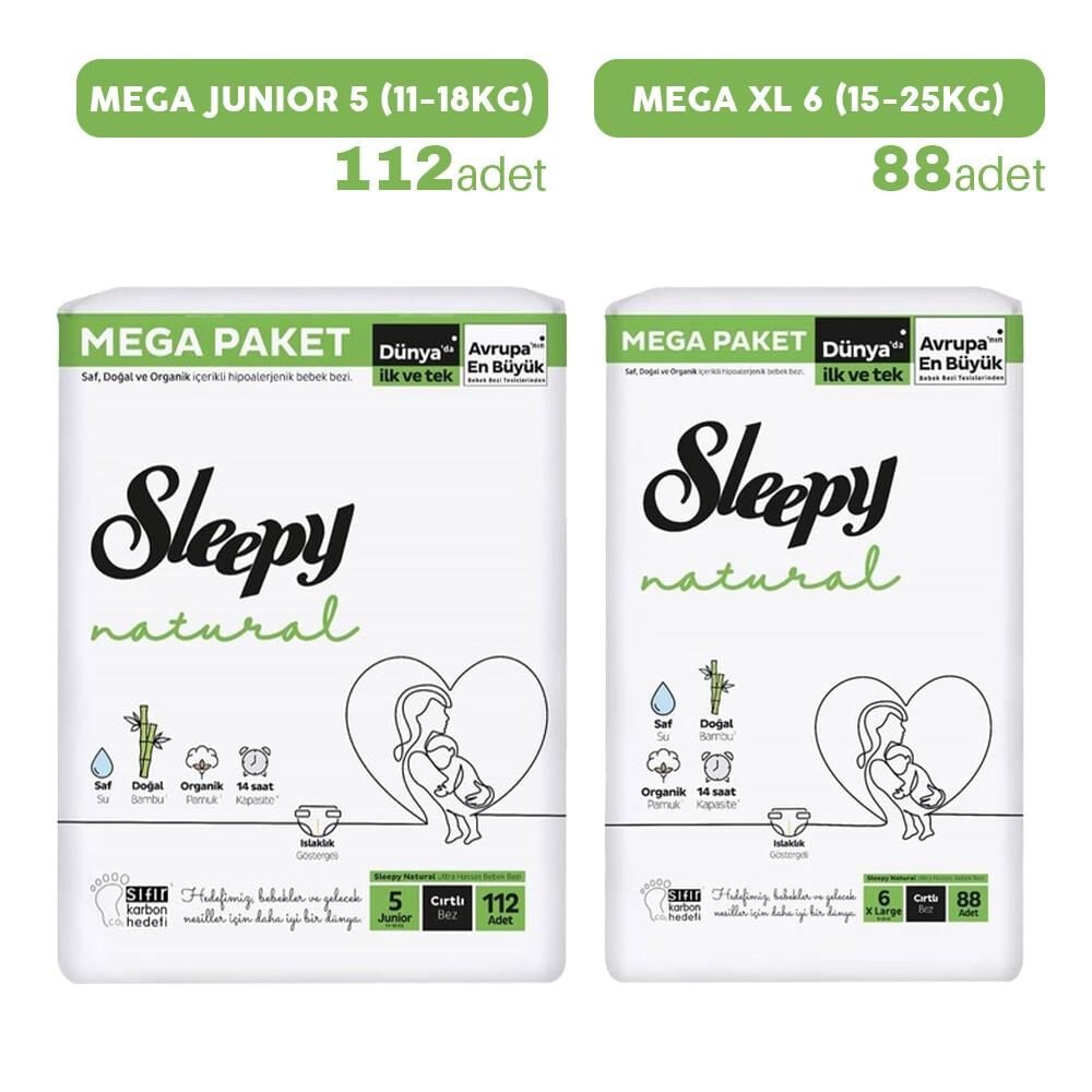 Sleepy Bebek Bezi Mega Junior 5 - 112'li ve Mega XL 6 - 88'li