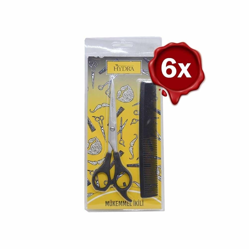 Tarko Hydra Mükemmel Ikili Profesyonel Berber Makası+Tarak Set x 6