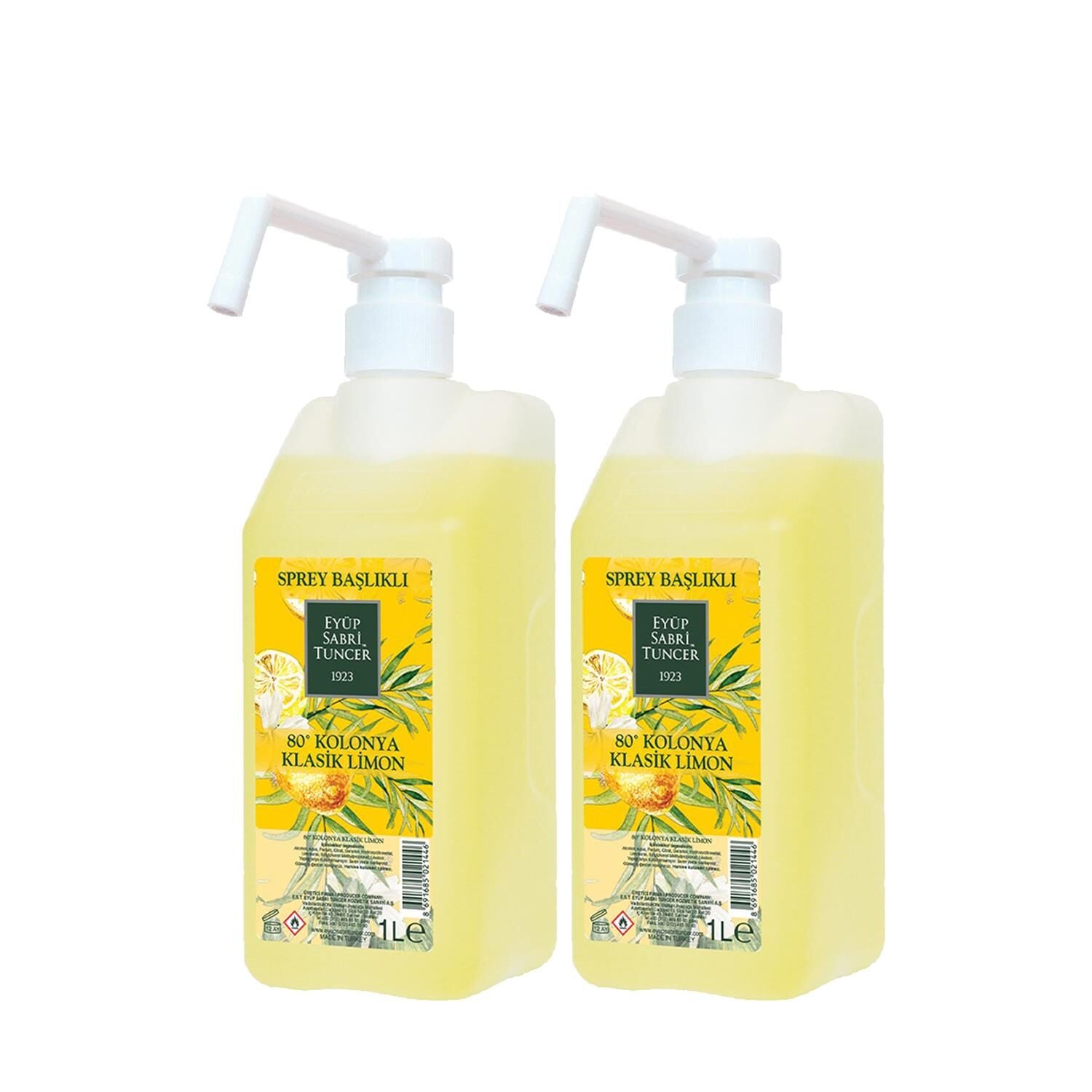 Eyüp Sabri Tuncer Klasik Limon Kolonyası Sprey Başlıklı 1 lt x 2 adet