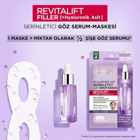 3 Adet Loreal Paris Revitalift Filler Dolgunlaştırıcı Göz Serum Maskesi 11 gr ve ROSIE