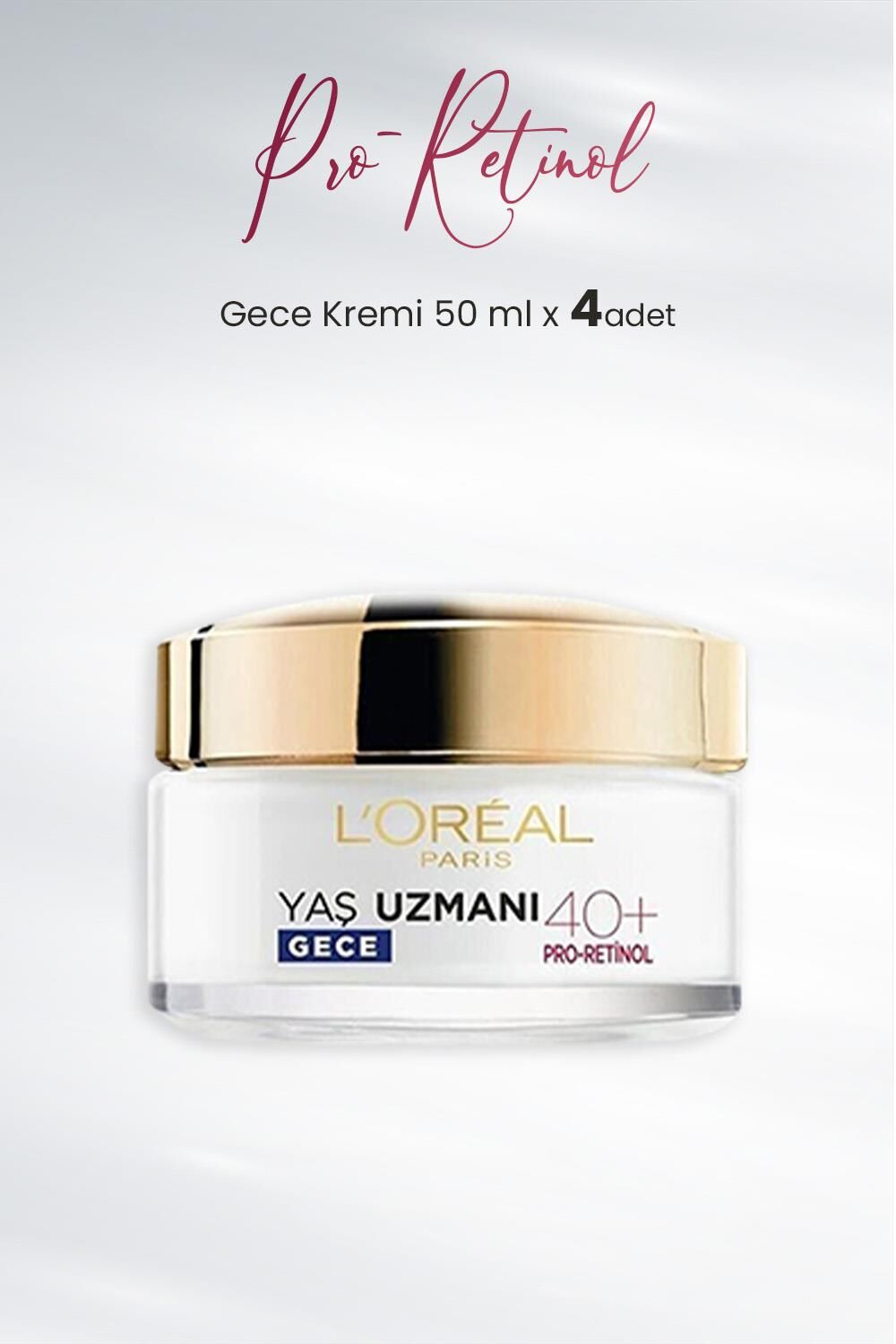 Loreal Paris Yaş Uzmanı Kırışıklık Karşıtı Gece Kremi 40+ Pro-Retinol 50 ml x 4 Adet