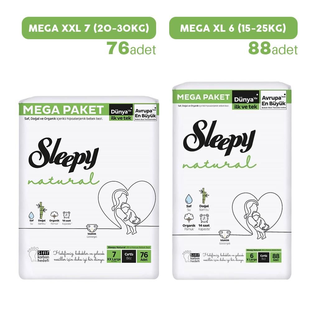 Sleepy Bebek Bezi Mega XL 6 - 88'li ve Mega XXL 7 - 76'lı