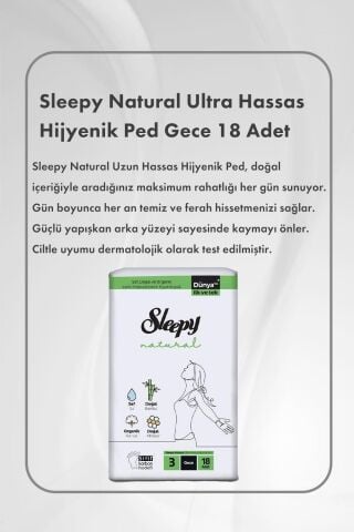 Sleepy Natural Hijyenik Ped Gece 18 Adet X 3 ve Hediye Elidor Güçlü ve Parlak 400 ml