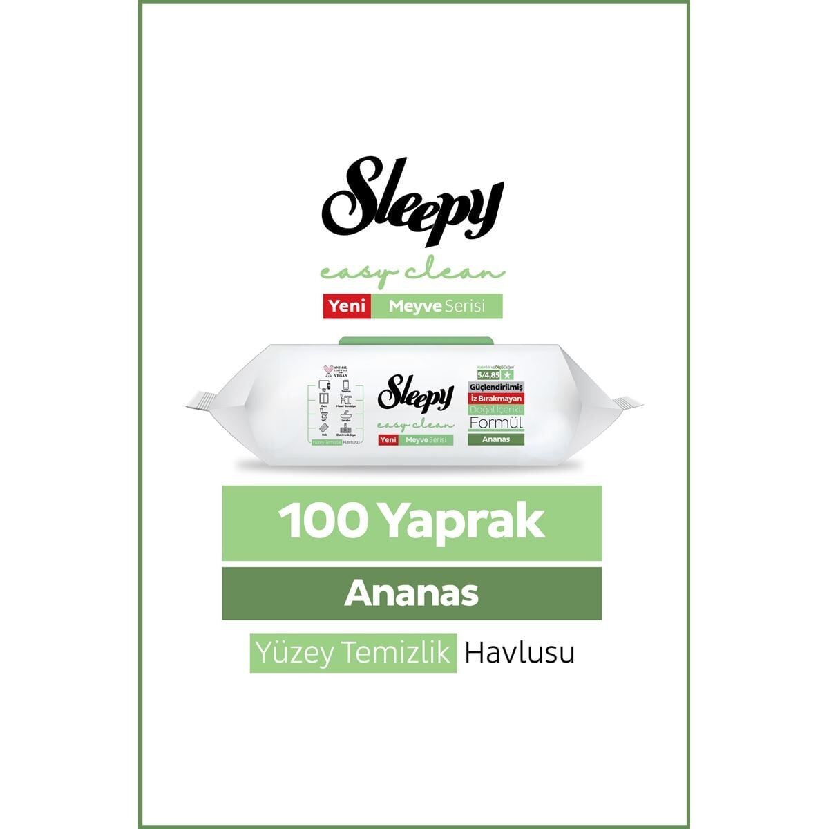 Sleepy Yüzey Temizlik Havlusu Ananas Meyve Serisi 100 yaprak