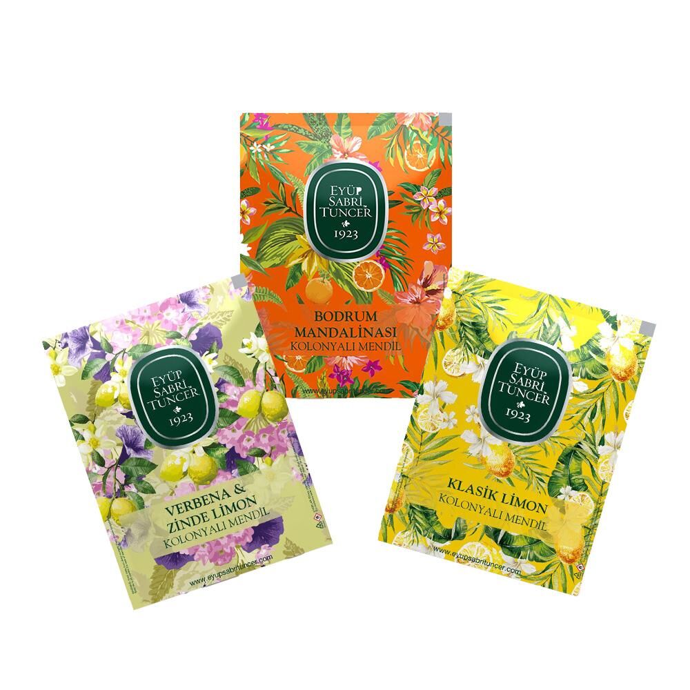 Eyüp Sabri Tuncer Kolonyalı Mendil Büyük Boy Bodrum Mandalinası, Verbana & Zinde Limon ve Klasik Limon