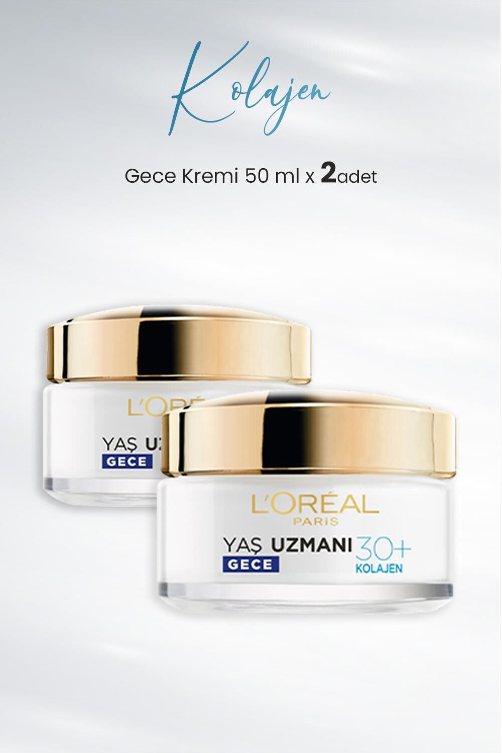 Loreal Paris Yaş Uzmanı Kırışıklık Karşıtı Gece Kremi 30+ Kolajen 50 ml x 2 Adet