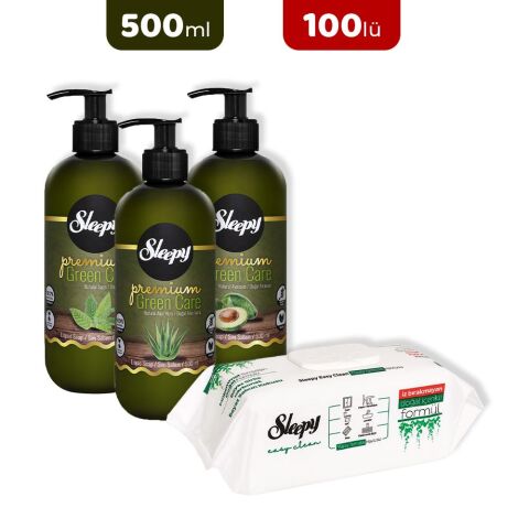 Sleepy Premium Green Care Sıvı Sabun Serisi ve Yüzey Temizlik Havlusu