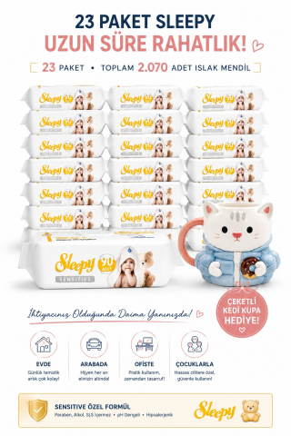 Sleepy Sensitive Islak Mendil 90’lı x 23 Paket + Rosie Ceketli Kedi Kupa Hediyeli