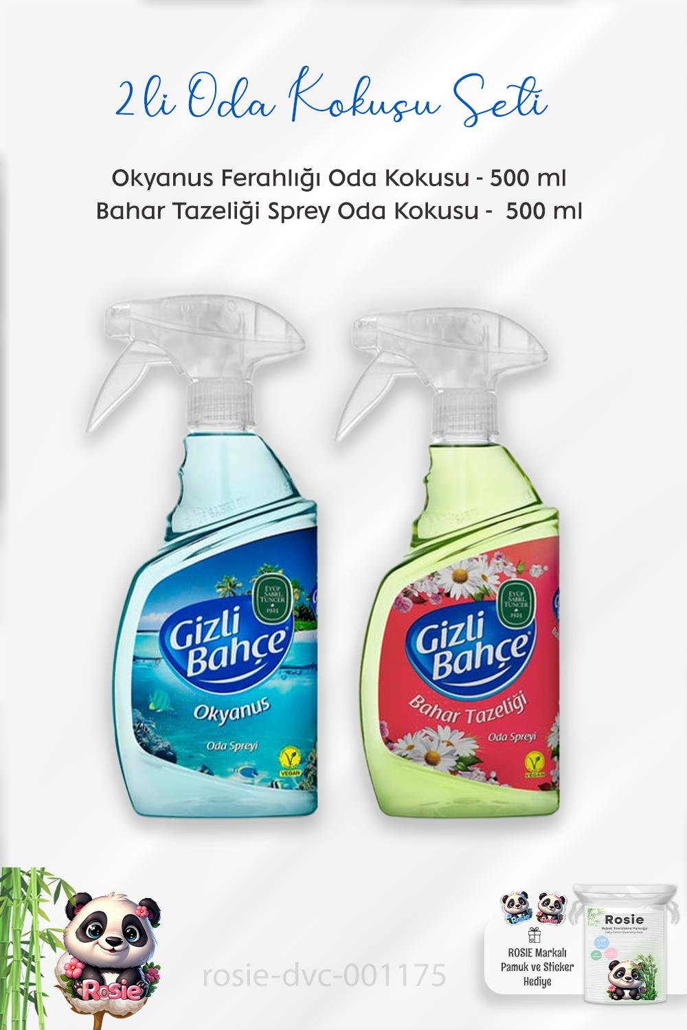 Eyüp Sabri Tuncer Gizli Bahçe Okyanus Ferahlığı 500 ml, Bahar Tazeliği 500 ml Oda Kokusu ve ROSIE