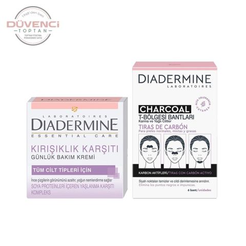 Diadermine Kırışıklık Karşıtı Günlük Bakım Kremi (Tüm Cilt Tipleri) 50 ml + Kömürlü T Bölgesi Bant