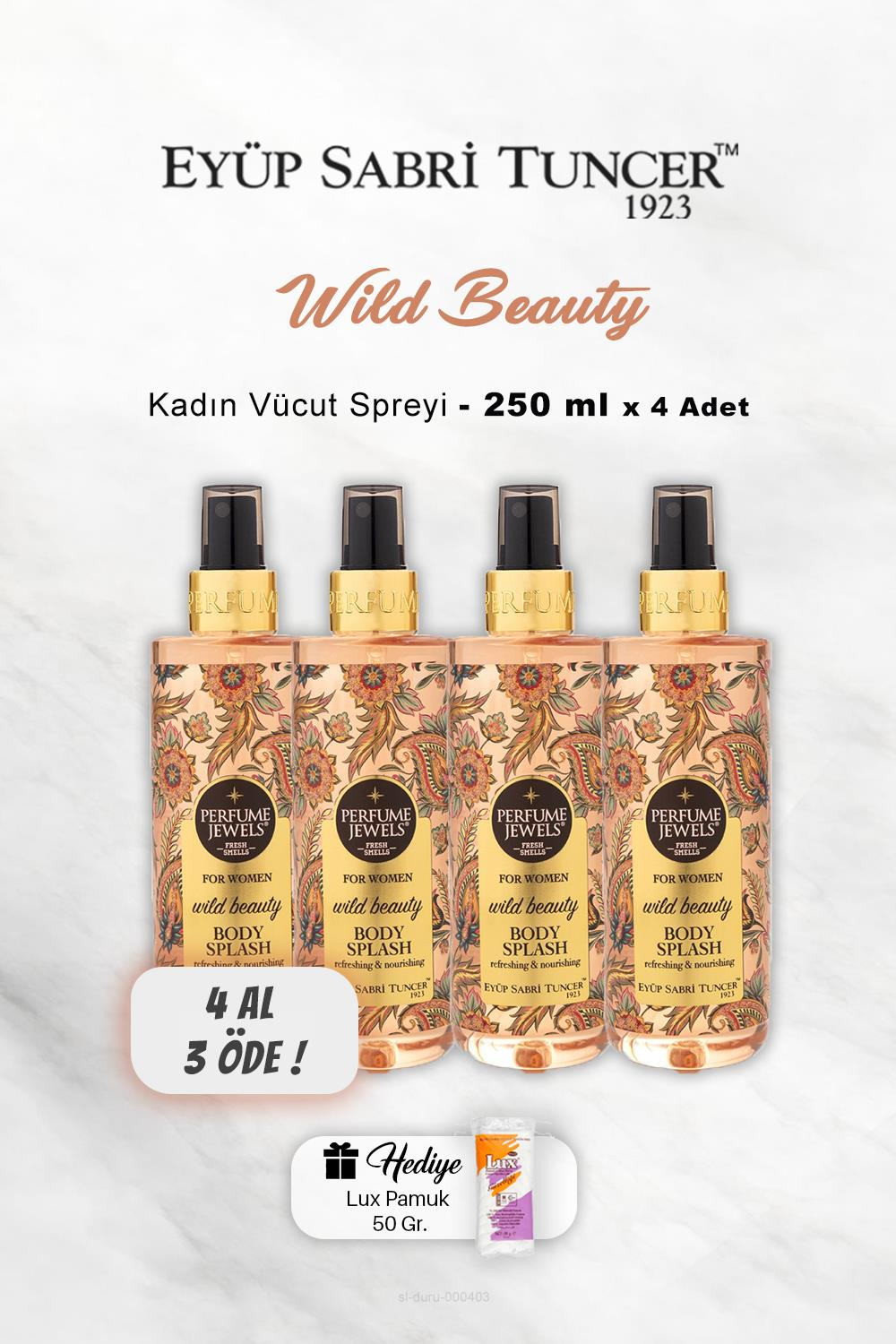 4 AL 3 ÖDE Eyüp Sabri Tuncer Vücut Spreyi Wild Beauty 250 ml, Pamuk Hediyeli