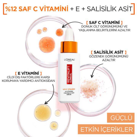 3 Adet Loreal Paris Revitalift Clinical Serum C Vitamini 30 ml ve ROSIE