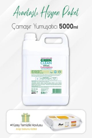 Green Clean Çamaşır Yumuşatıcı 5 lt ve Arap Sabunlu Yüzey Temizlik 100' lü
