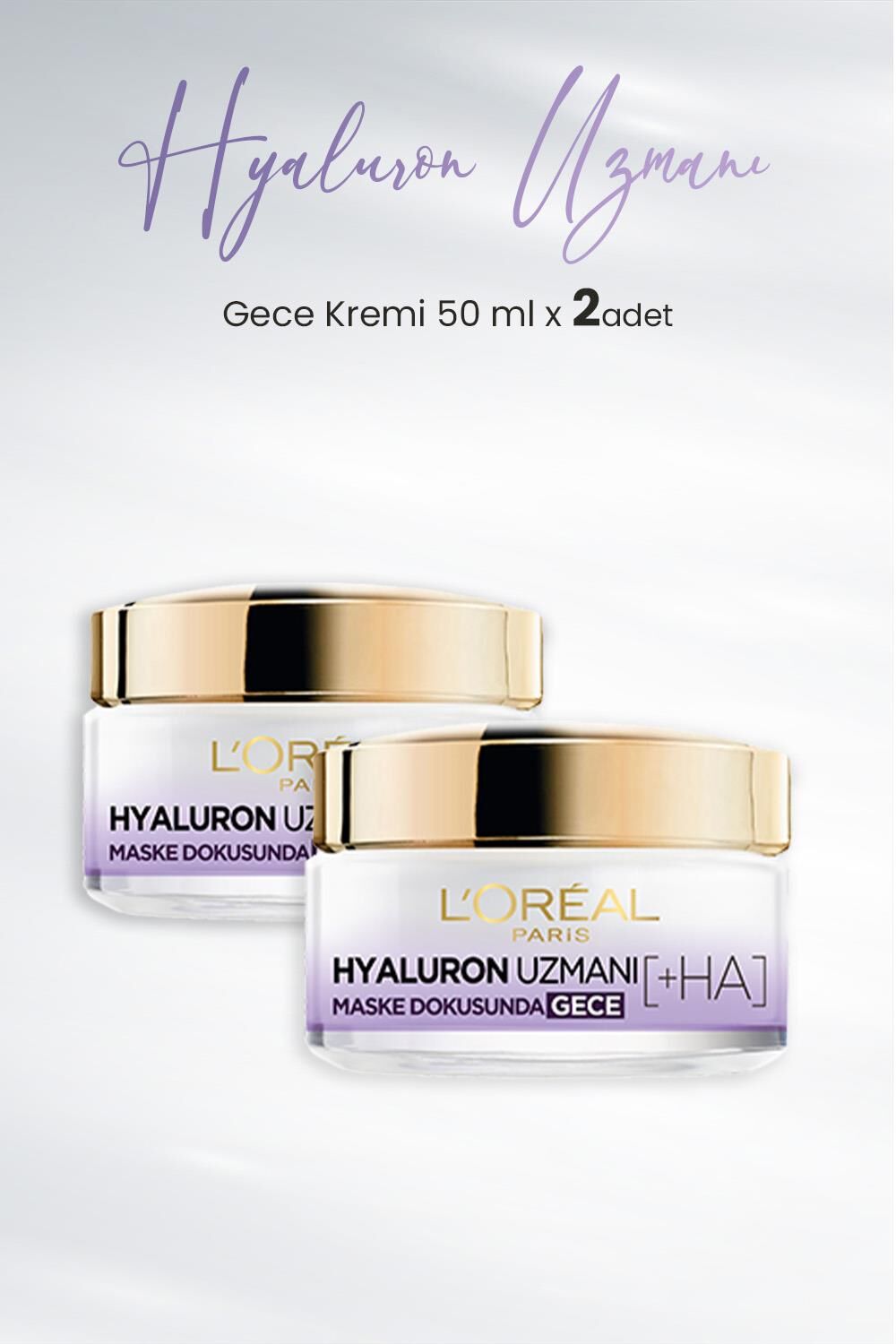 Loreal Paris Hyaluron Uzmanı Nemlendirici Krem Gece 50 ml x 2 Adet