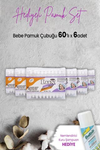 Lux Bebe Pamuk Çubuğu 60' lı x 6 Adet ve Hediyeli