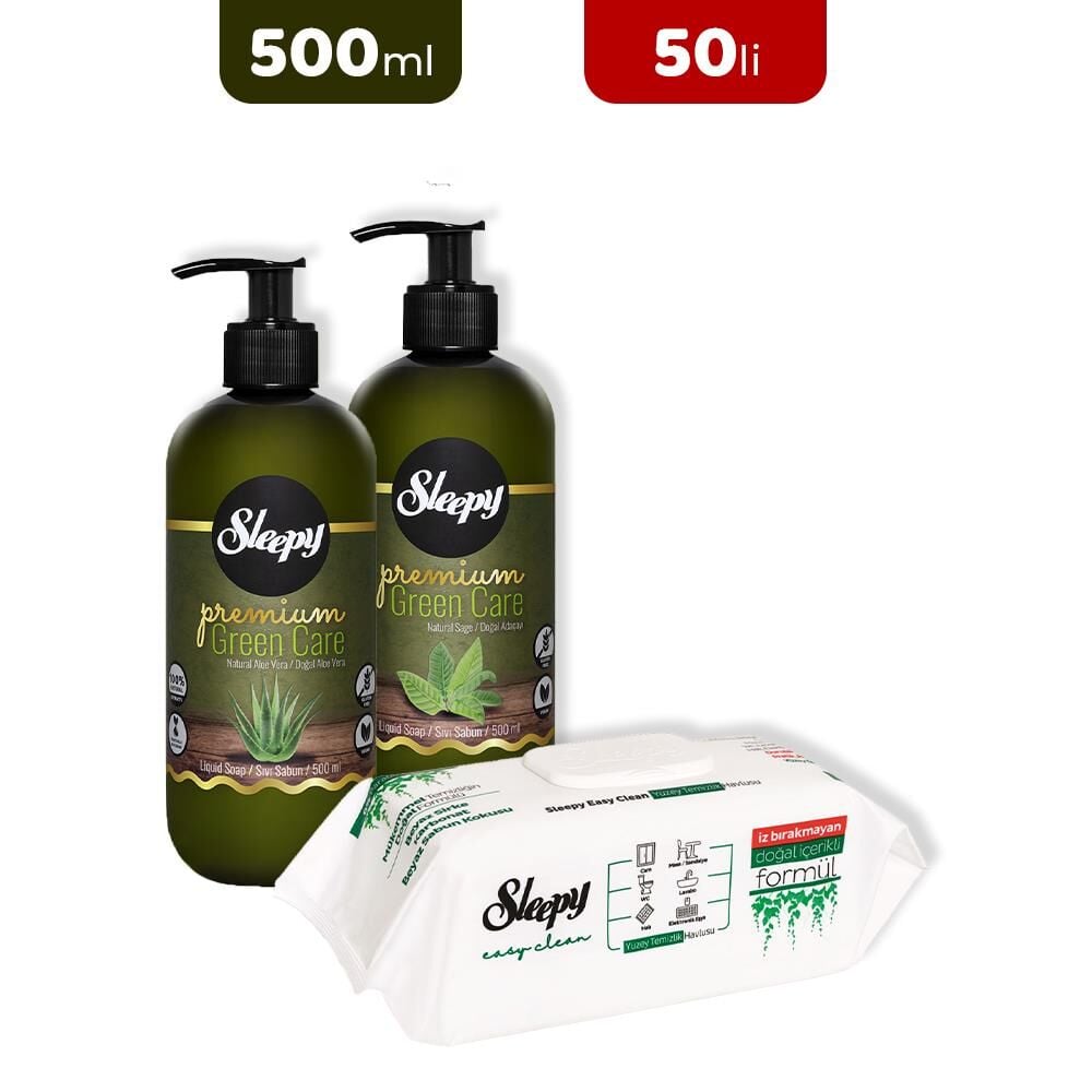 Sleepy Aloe Vera, Adaçayı Sıvı Sabun ve Yüzey Temizlik Havlusu