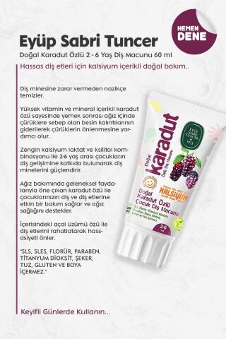 Eyüp Sabri Tuncer Doğal Karadut Özlü 2 - 6 Yaş Diş Macunu 60 ml