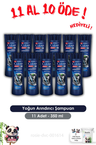 Clear Men 11 AL 10 ÖDE Yoğun Arındırıcı Kepeğe Karşı Şampuan 350 ml ve ROSIE