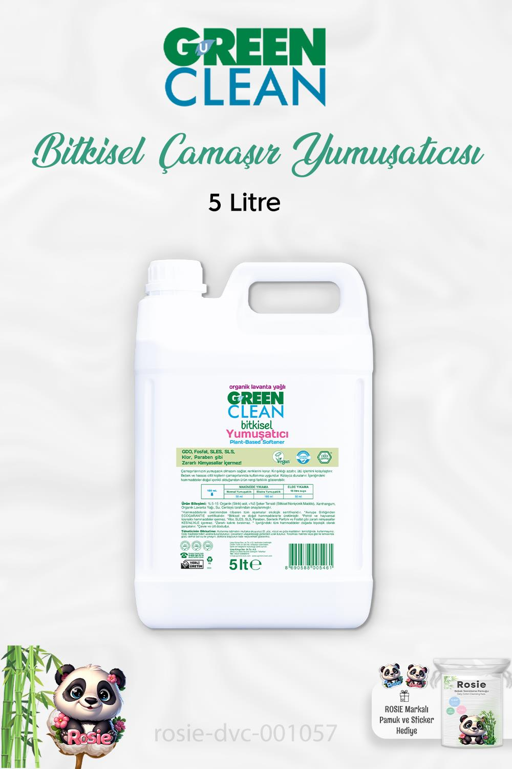 Green Clean Bitkisel Çamaşır Yumuşatıcı 5 lt ve ROSIE