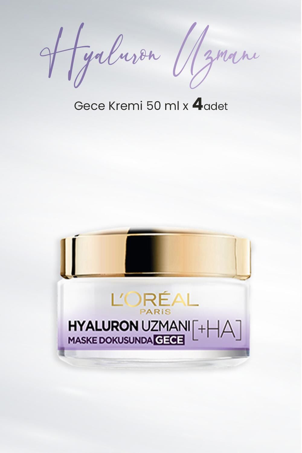 Loreal Paris Hyaluron Uzmanı Nemlendirici Krem Gece 50 ml x 4 Adet