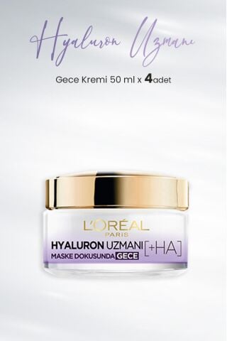 Loreal Paris Hyaluron Uzmanı Nemlendirici Krem Gece 50 ml x 4 Adet