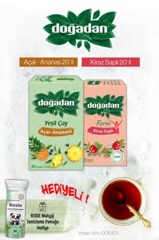 Doğadan Kiraz ve Açai Ananas Poşet Çay ve Rosie Hediyeli