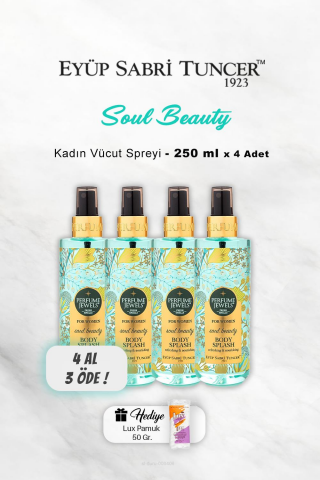 4 AL 3 ÖDE Eyüp Sabri Tuncer Vücut Spreyi Soul Beauty 250 ml, Pamuk Hediyeli