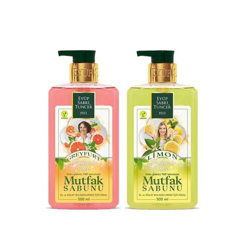 Eyüp Sabri Tuncer Mutfak Sabunu Seti  Greyfurt Aromalı, Limon Aromalı 500 ml + Magic Sünger