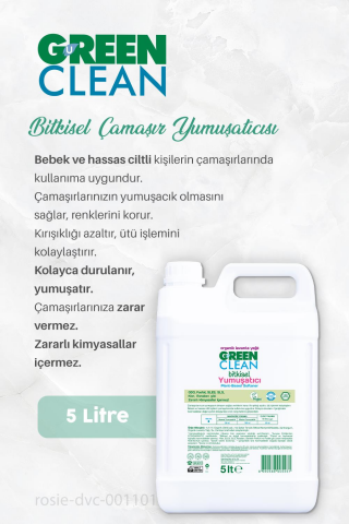 Green Clean Çamaşır Yumuşatıcısı 5 lt, B.Makinesi Tableti 30'lu, Makine Tuzu 1.5 kg ve ROSIE