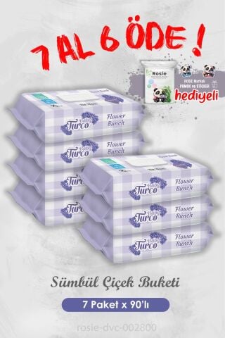 Sümbül Çiçek Buketi Islak Havlusu 90'lı Islak Mendil 7 Al 6 Öde ve Rosie