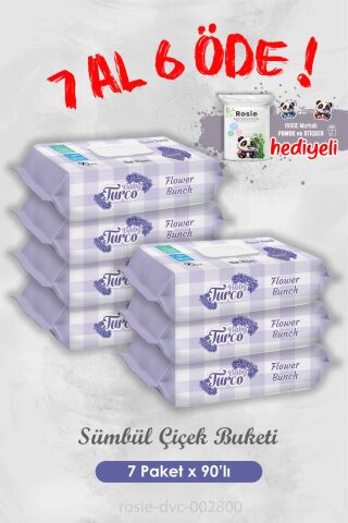 Sümbül Çiçek Buketi Islak Havlusu 90'lı Islak Mendil 7 Al 6 Öde ve Rosie