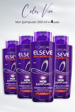 Elseve Color Vive Mor Şampuan Turunculaşma Karşıtı 200 ml x 4 Adet