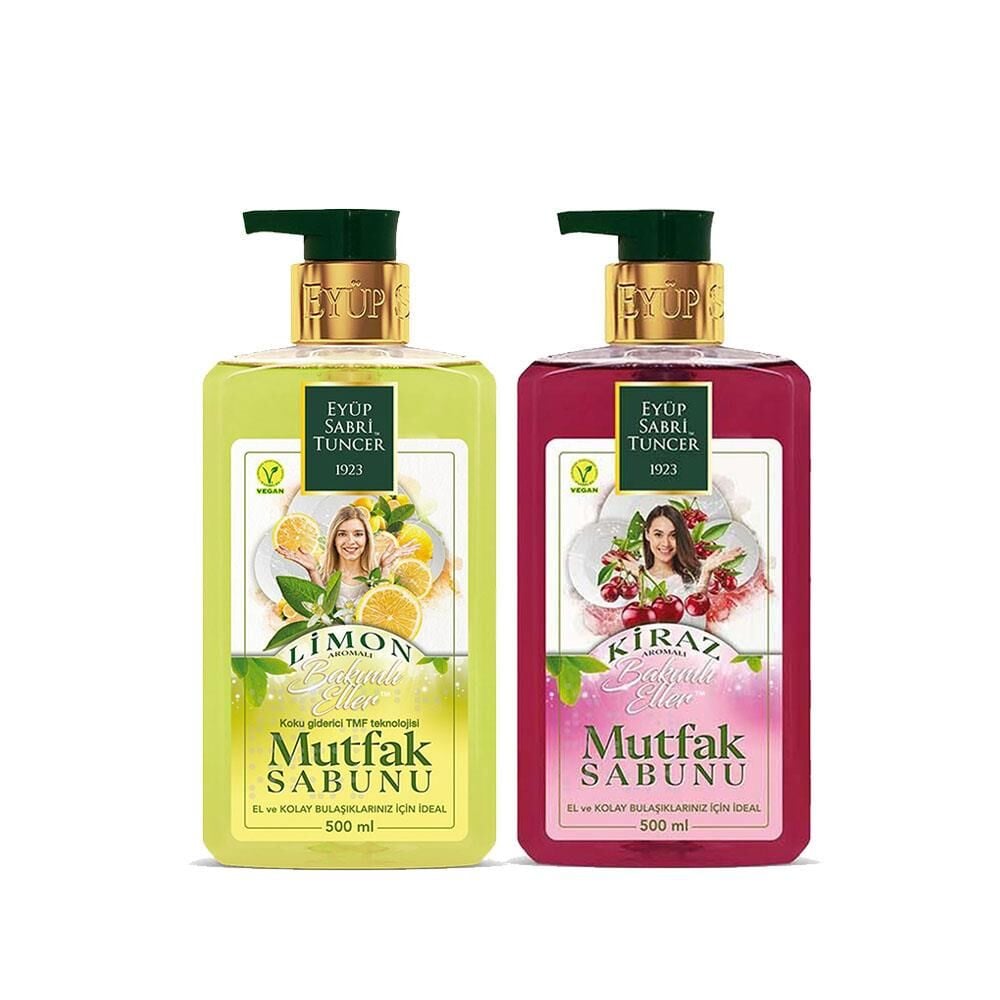 Eyüp Sabri Tuncer Mutfak Sabunu Seti Limon Aromalı, Kiraz  Aromalı 500 ml + Magic Sünger