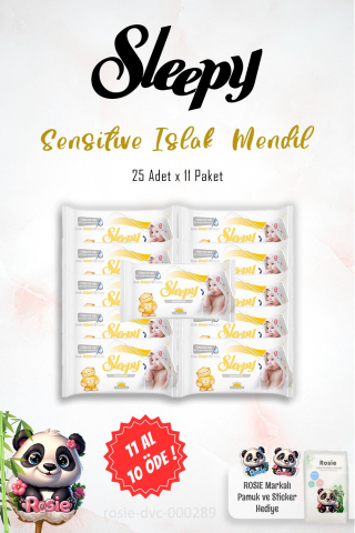 11 AL 10 ÖDE Sleepy Sensitive Islak Mendil 25'li ve 60'lı ROSIE