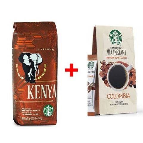 Starbucks Kenya 250 Gr Çekirdek Kahve ve Colombia Hazır Kahve