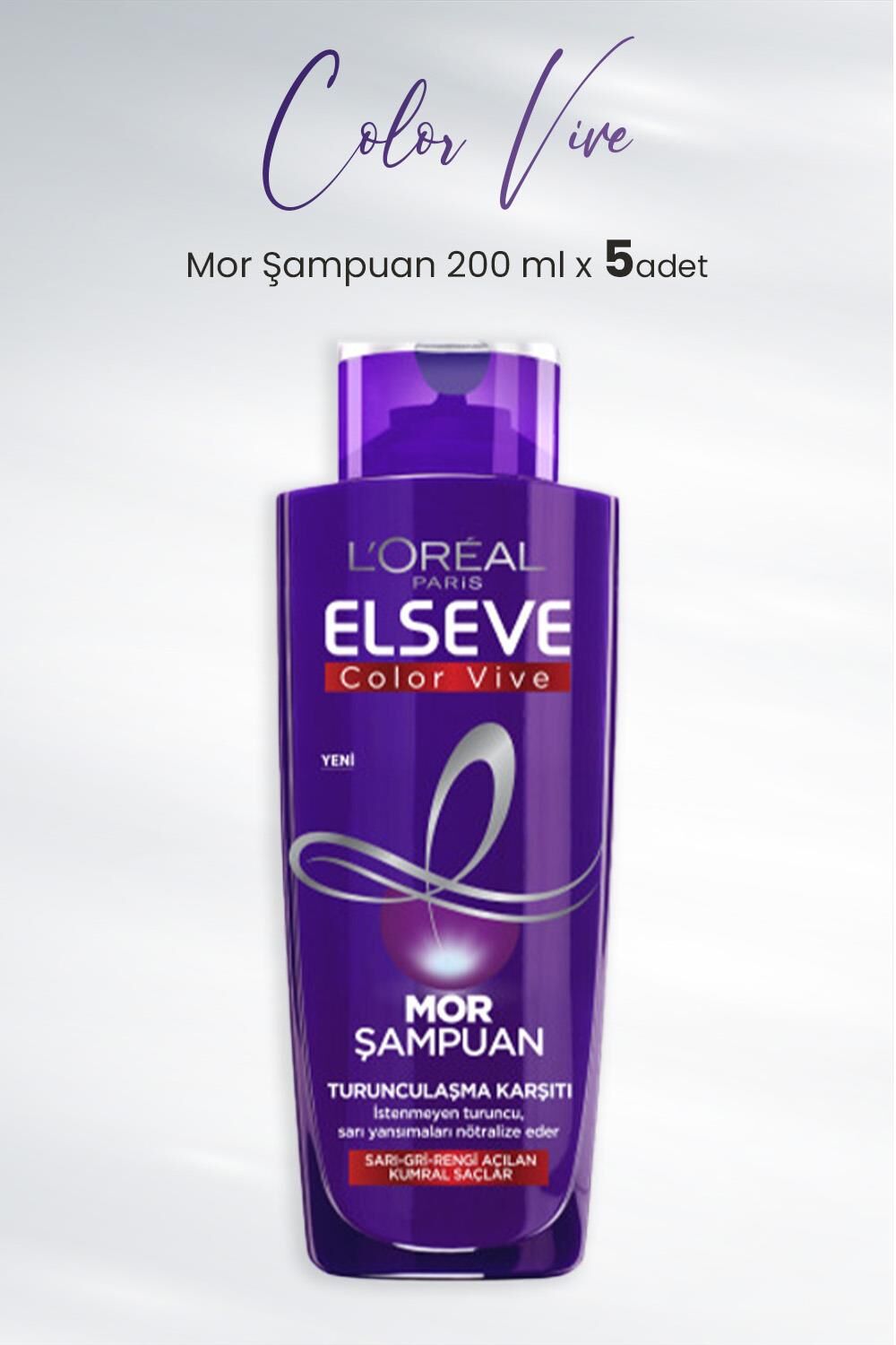 Elseve Color Vive Mor Şampuan Turunculaşma Karşıtı 200 ml x 5 Adet