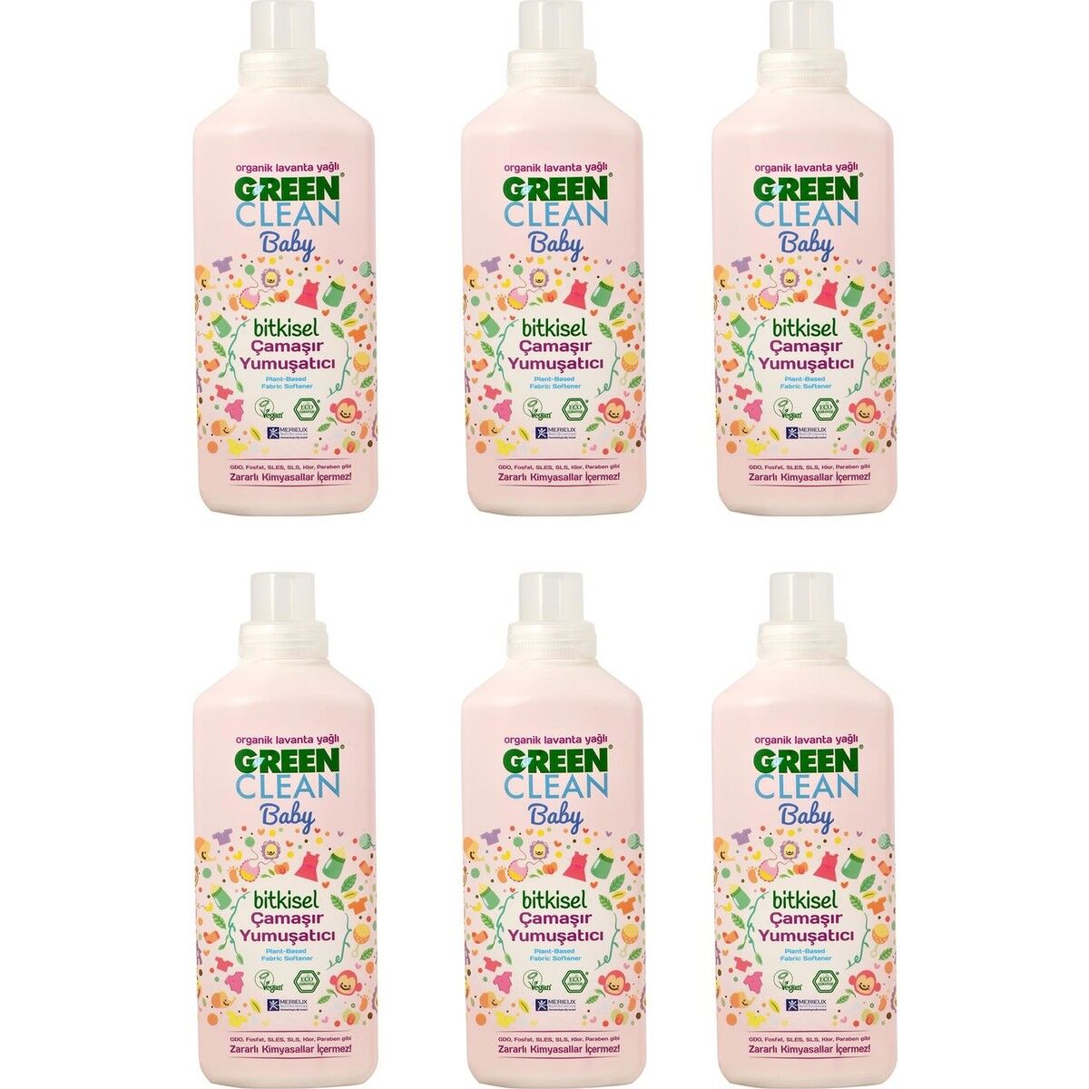 Green Clean Organik Lavanta Yağlı Baby Çamaşır Yumuşatıcısı 1000 ml 6'lı Set