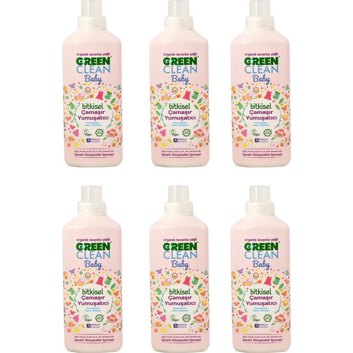 Green Clean Organik Lavanta Yağlı Baby Çamaşır Yumuşatıcısı 1000 ml 6'lı Set