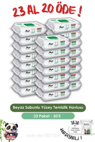 Sleepy 50'li Easy Clean 23 AL 20 ÖDE Yüzey Temizlik Havlusu, ve ROSIE