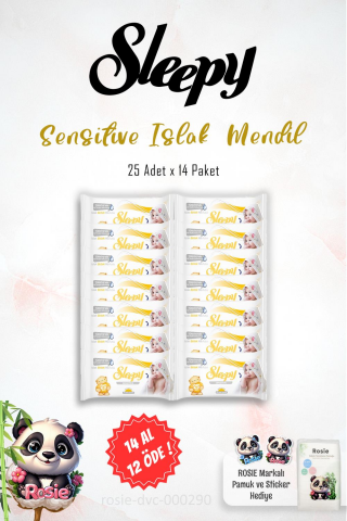 14 AL 12 ÖDE Sleepy Sensitive Islak Mendil 25'li ve 60'lı ROSIE