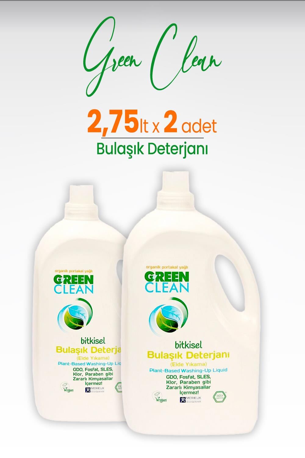 U Green Clean Bitkisel Bulaşık Deterjanı 2,75 LT x 2 Adet