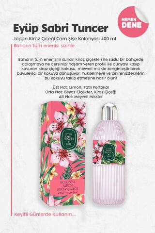 Eyüp Sabri Tuncer Japon Kiraz Çiçeği Cam Şişe Kolonyası 400 ml