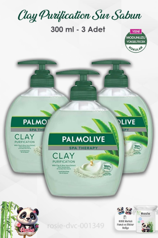 3'lü Palmolive Spa Therapy Clay Purification Sıvı Sabun 300 ml ve ROSIE